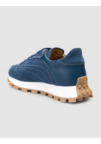 %100 Hakiki Deri Mavi Kadın Sneaker Mavi
