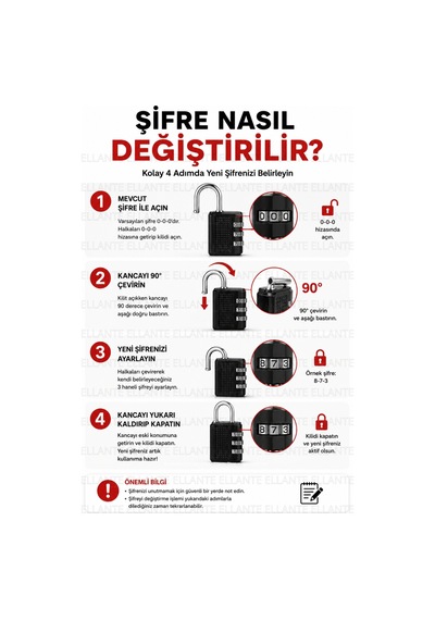 38 Mm 3 Haneli Şifreli Asma Kilit Anahtarsız Güvenlik Paslanmaz Çelik Kanca Bavul, Dolap Ve Ça