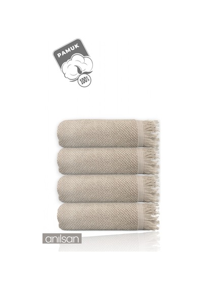 4'lü Bej Jelena Banyo Havlusu-70x140 Cm, 490 Gr, %100pamuk, Spa Ve Otel Havlusu, Günlük Kullanıma Uy Bej
