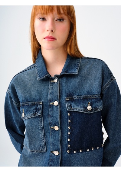 Oversize Fit Kadın Ceket Denim