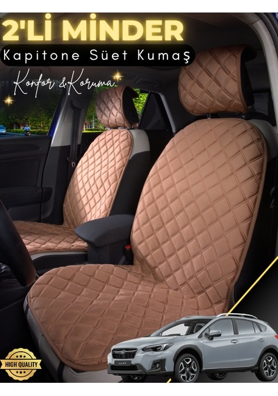 Subaru Xv Uyumlu 2'li Süet Oto Koltuk Minderi Terletmez Universal Su Geçirmez A5 Kahverengi