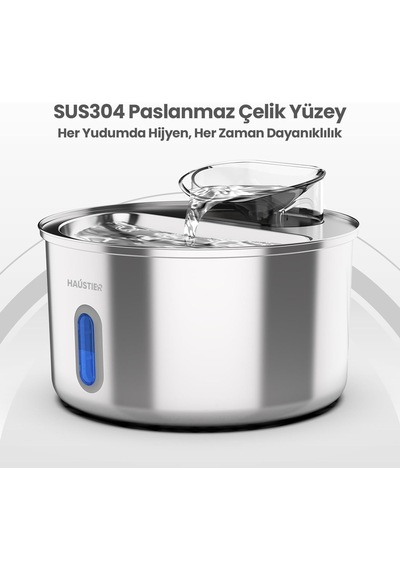Tr Wf009l-w Pencereli Otomatik Kedi Su Sebili,kedi Su Çeşmesi, Su Pınarı 3.5lt Geniş Hazne, Sus304 Çelik, Ultra Se