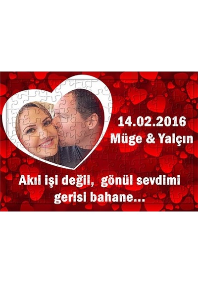 Sevgililer Günü Hediyesi - Kırmızı Kalpli Puzzle - Yapboz
