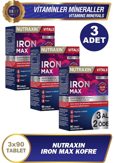 Nutraxin Iron Max 90 Tablet - 3 Al 2 Öde 3 Adet
