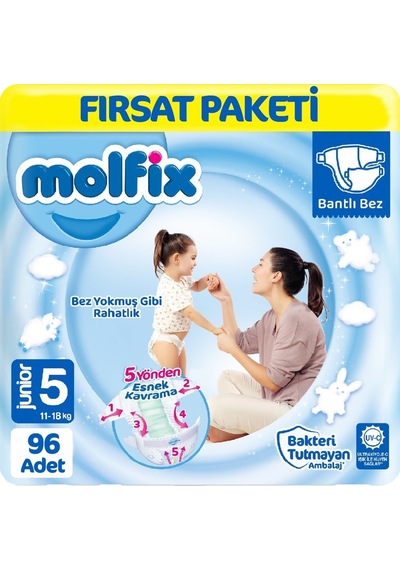 Molfix Bebek Bezi 5 Beden Fırsat Paketi 48x2 96 Adet 2'li