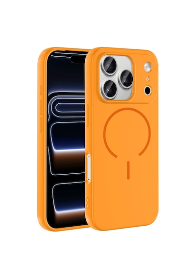 Zore Apple iPhone Uyumlu 17 Pro Max Kılıf M-safe Şarj Özellikli Zore Meta Kapak - Turuncu