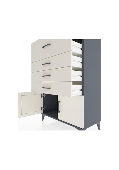 Hyperion Dolap 4 Çekmeceli 2 Kapaklı 88x44x134 Antrasit-aytaşı Antrasit Hyperion Dolap 4 Çekmeceli 2 Kapaklı 88x44x134 Antrasit-aytaşı Antrasit