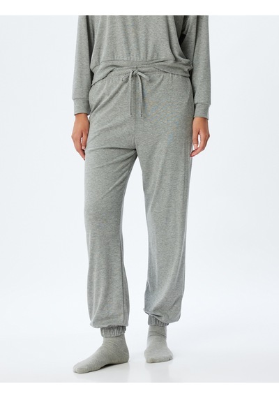 Koton Örme Pijama Altı Jogger Beli Bağlamalı Gri Melanj 5wlk40173mk Gri Melanj