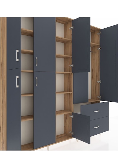 Arges Dolap 12 Raflı 2 Çekmeceli Tek Askılı 220x30x243 Çam-antrasit/antrasit Antrasıt/antrasıt Arges Dolap 12 Raflı 2 Çekmeceli Tek Askılı 220x30x243 Çam-antrasit/antrasit Antrasıt/antrasıt