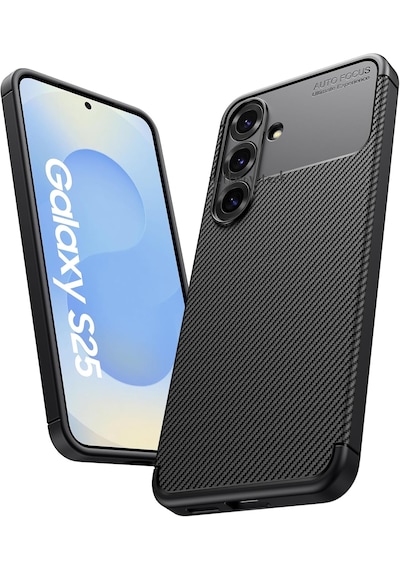 Samsung Galaxy S25 Uyumlu Kılıf Kamera Korumalı Karbon Silikon Kapak