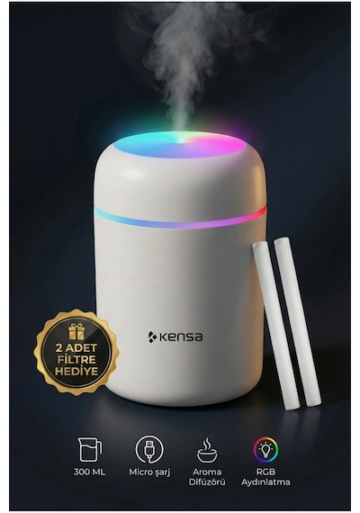 300 Ml Ulrasonik Ledli Hava Nemlendirici Buhar Makinesi Ve Aroma Difüzörü 2xfiltre Hediyeli