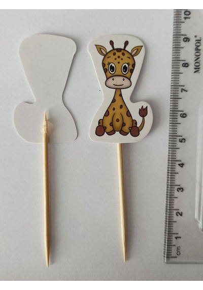 30 Adet Dekoratif Karton Sevimli Zürafa Şeklinde Pasta Kürdanı 6,5 Cm
