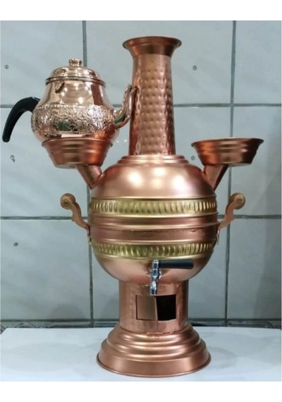 Bakır 1 Demlik Tombul Model 4 L Semaver