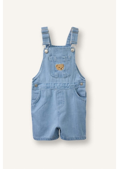 Defacto Ayıcılıklı Ayıcıklı Jean Tulum Erkek Bebek H2840A526SM Mavi