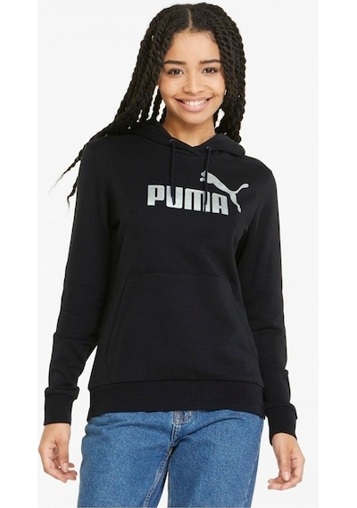 Puma Ess+ Metallic Logo Hoodie Kadın Sweatshırt Siyah Siyah