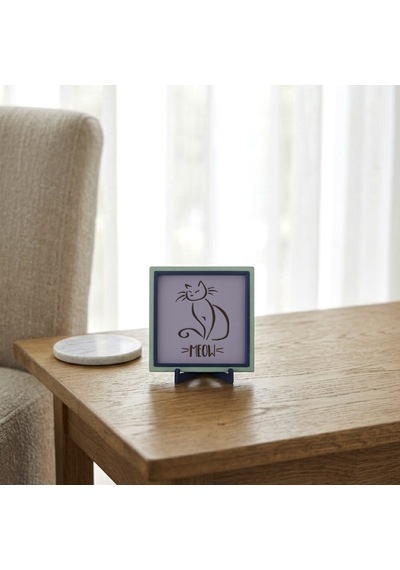 Meow Temalı Şık Dekoratif Obje, Yaşam Alanınız İçin Sempatik Değerli Bir Hediye 10x10 Cm