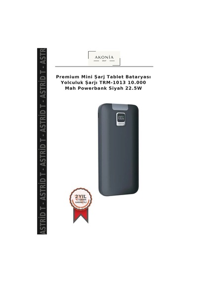 Premium Mini Şarj Tablet Bataryası Yolculuk Şarjı Trm-1013 10.000 Mah Powerbank Siyah 22.5w Çok Renkli