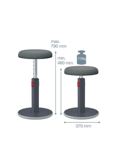 Leitz Ergo Active Hareketli Tabure 2si 1 Arada - Gri - Kod:65180089 Gri