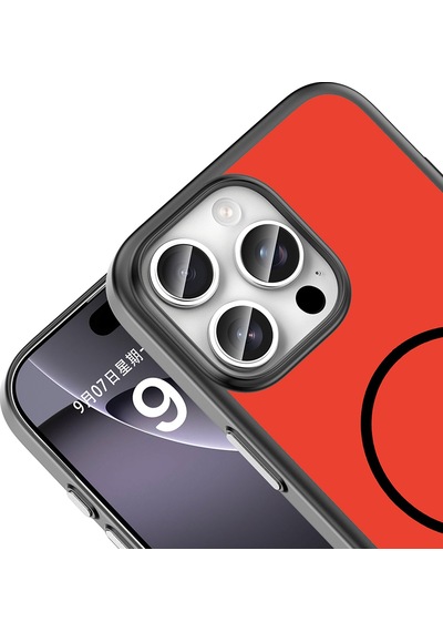iPhone Uyumlu 16 Pro Kılıf Magsafe Şarj Özellikli Ultra İnce Mat Soft Lora Pc Kapak Kırmızı-gri