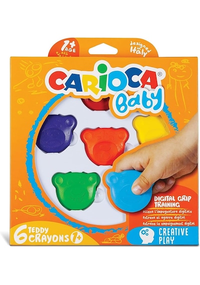 Carioca Teddy Şekilli Kirletmeyen Mum Boyalar 6'lı
