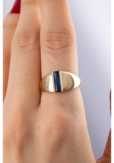 14 Ayar Altın Safir Taşlı Oval Yüzük Sarı Altın