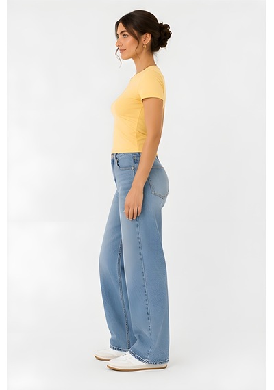 Lili Woman Kadın Slim Fit Bisiklet Yaka Basic T-shirt E.8007 Sarı