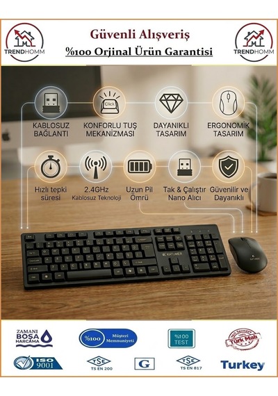 Trendhomm - Veno Pro - Kablosuz Klavye Ve Mouse Seti