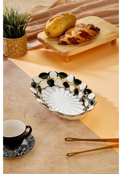 Cooker 30 Cm Porselen Oval Sunumluk Dekoratif Kase Ckr3840