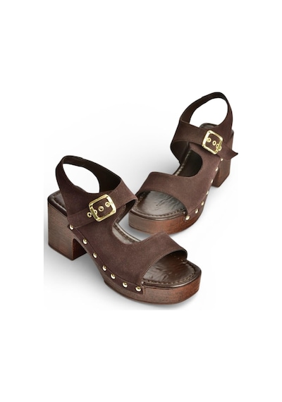 Fox Shoes Y996793502 Kahverengi Süet Kalın Topuklu Kadın Ayakkabı Kahverengi