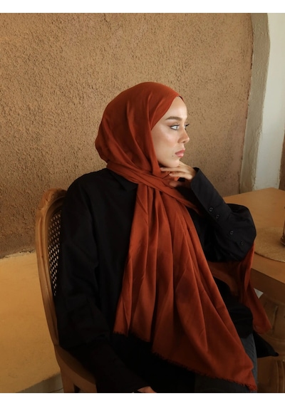 Moda Kaşmir Neo Pamuk Şal Serisi Kiremit