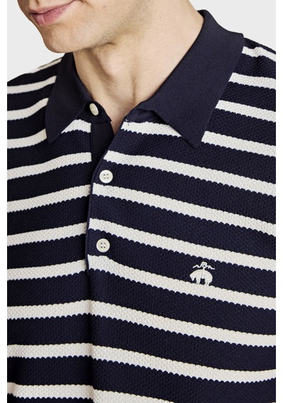 Brooks Brothers Erkek Polo Yaka Kazak Bbss26mkl004388 Lacivert Kırık Beyaz