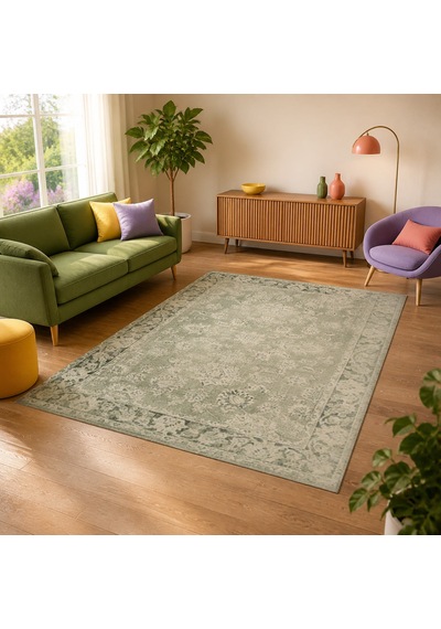 Kartela Halı Lino Halı Jüt Taban Dokuma Halı Adaçayı Yeşili - 80 X 120 Cm