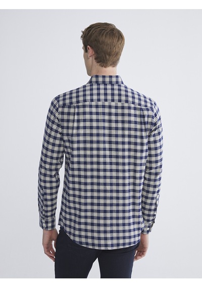 Lcwaıkıkı Classic Ekru Regular Fit Uzun Kollu Ekose Erkek Gömlek