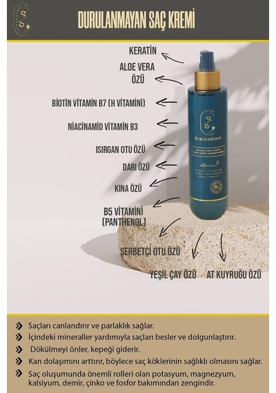 Siriussoft Besleyici Saç Spreyi Dökülme Karşıtı Ve Onarıcı Durulanmayan Sprey Saç Kremi 200 Ml Siriussoft Besleyici Saç Spreyi Dökülme Karşıtı Ve Onarıcı Durulanmayan Sprey Saç Kremi 200 Ml