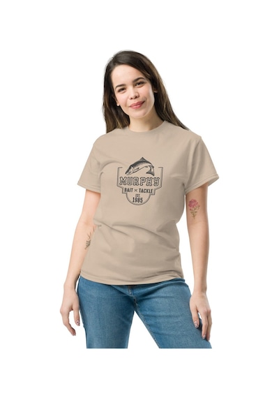 Wildstyle Murphys Bait Tackle Vintage Balıkçılık Olta Balıkçı Baskılı Unisex Bisiklet Yaka Pamuklu Tişört Camel