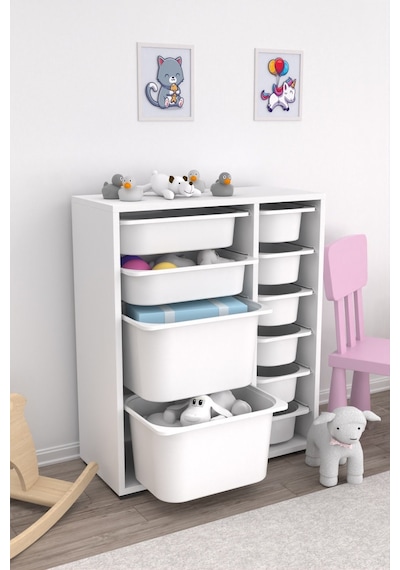 Zen Çok Amaçlı Oyuncak Dolabı 10 Sepetli - Beyaz 2d2k6u Beyaz