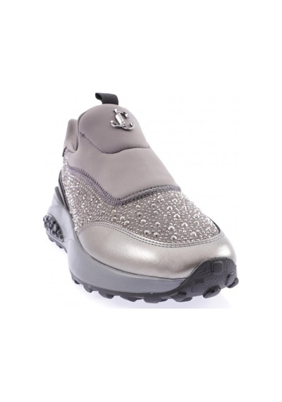 Dgn 026-1-22k Kadin Kalin Taban Metal Akseusarli Taşli Sneakers Ayakkabi Gri
