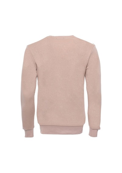 Wessi Bej Desensiz Bisiklet Yaka Sweatshirt Bej