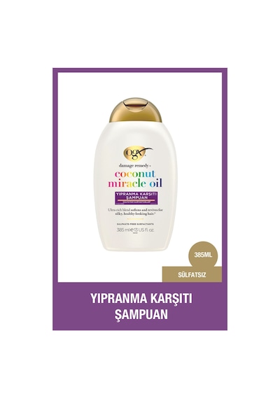 OGX Coconut Miracle Oil Yıpranma Karşıtı Sülfatsız Şampuan 385 ml