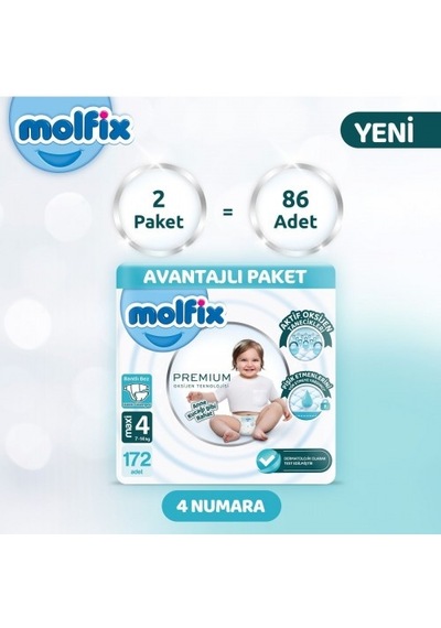 Molfix Premium Avantajlı Paket 86 x 2 172 Adet PKT.MOLFIX.106 4 Numara