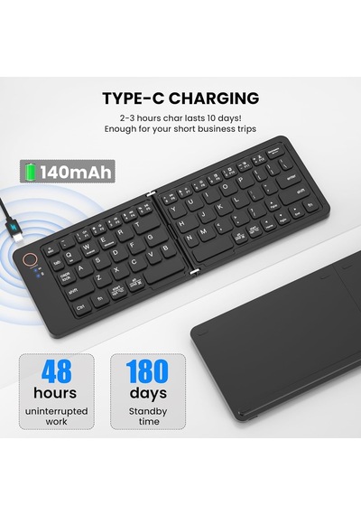Coverzone Katlanabilir Kablosuz Bluetooth Klavye Ent 67 Tuş Makas Mekanizmalı, İos Android Windows Uyumlu, Usb-c Şarjlı, 150 Mah Batarya, 10 M Menzil, Çift Katlanır Taşınabilir Tasarım B028 Siyah Coverzone Katlanabilir Kablosuz Bluetooth Klavye Ent 67 Tuş Makas Mekanizmalı, İos Android Windows Uyumlu, Usb-c Şarjlı, 150 Mah Batarya, 10 M Menzil, Çift Katlanır Taşınabilir Tasarım B028 Siyah