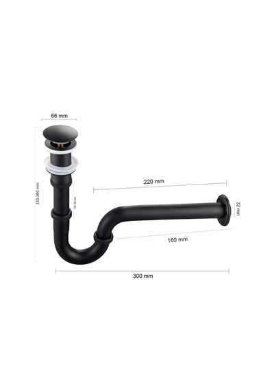 Fause Pop-up Basmalı Paslanmaz Çelik Metal Lavabo Sifonu Siyah Ksf101-b Mat Siyah
