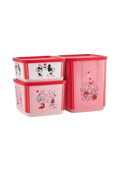 Tupperware Minnie Ve Mickey Temalı Kübik 3'Lü Saklama Seti N1142699 Çok Renkli