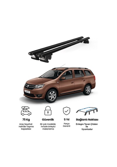 Venüs Dacia Logan 2013-2017 Uyumlu Siyah Ara Atkı Port Bagaj Tavan Barı