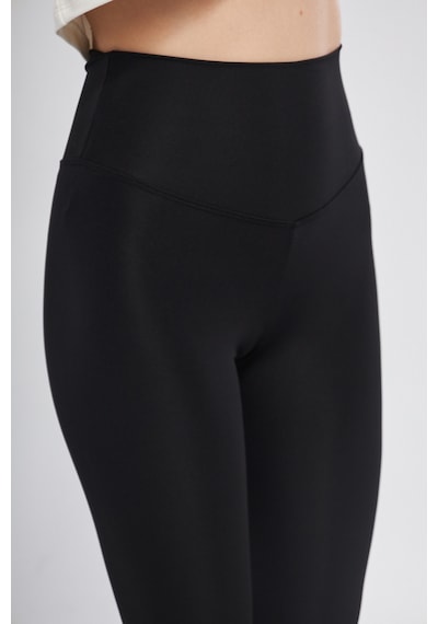 Thıff Gymwear Mavi Yüksek Bel Dalgıç Kumaş Spor Günlük Tayt Siyah
