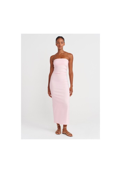 Dilvin 91368 Straplez Midi Elbise-toz Pembe-16528