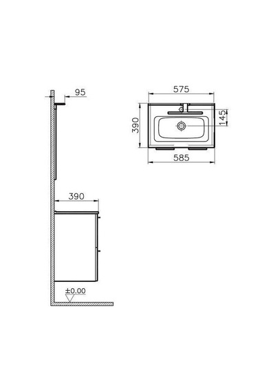 VitrA Mia Set 60 Cm Banyo Dolabı Lavabo Dolabı 75021 Çok Renkli