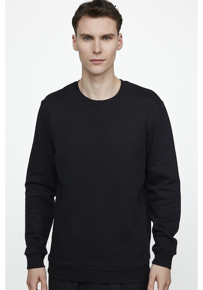 Tudors Pamuk Bisiklet Yaka Basıc Unisex Siyah Sweatshirt 26562 Siyah