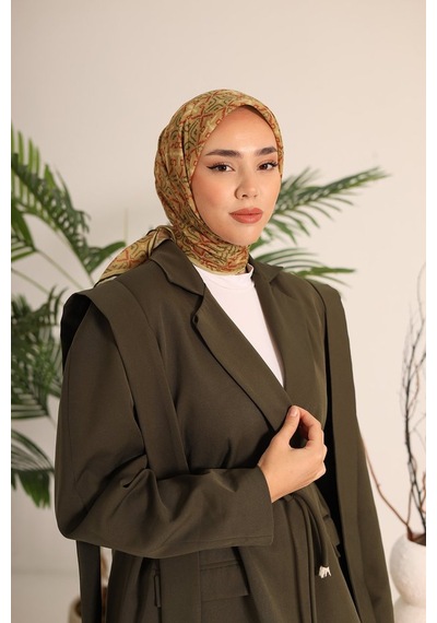 Silk Home Pusula Desen Soft Pamuk Eşarp Saman Sarısı