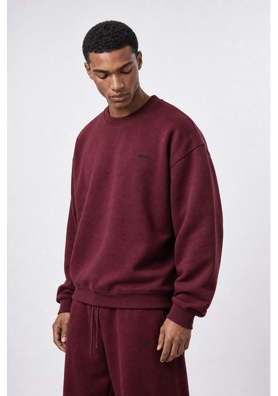 Erkek Respire Basic Oversize Sweatshirt Bordo